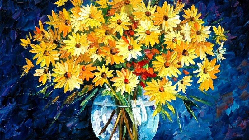 Yellow Flowers in a Vase — Vibrant