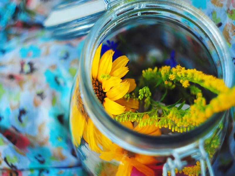 Yellow Flowers in Jar
