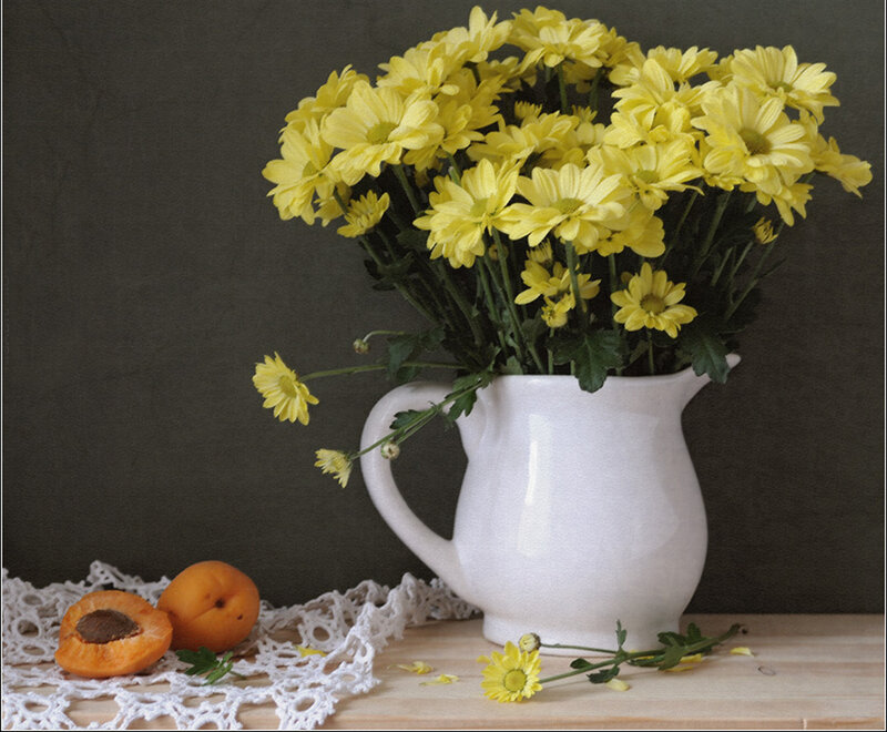 Yellow Flowers in Pitcher — Calm, Photograph