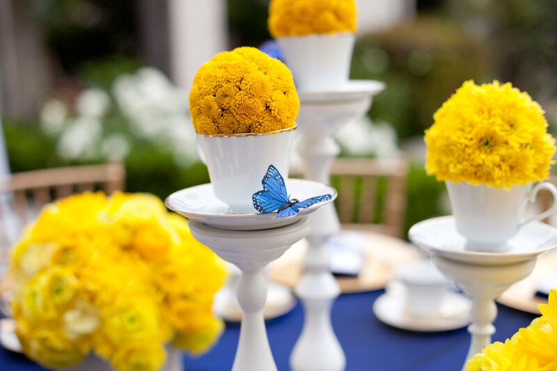 Yellow Flowers in Teacups