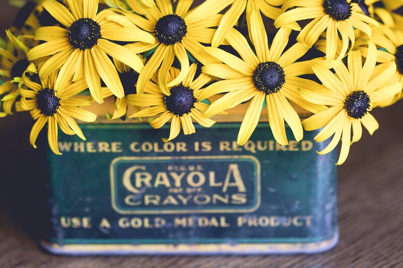 Yellow Flowers in Tin