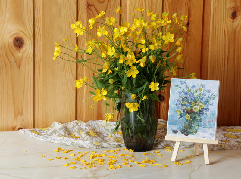 Yellow Flowers in Vase — Calm, Afternoon, Photograph
