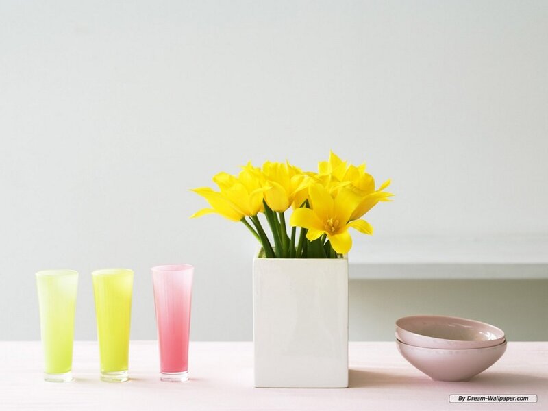Yellow Flowers in Vase — Serene, Photograph