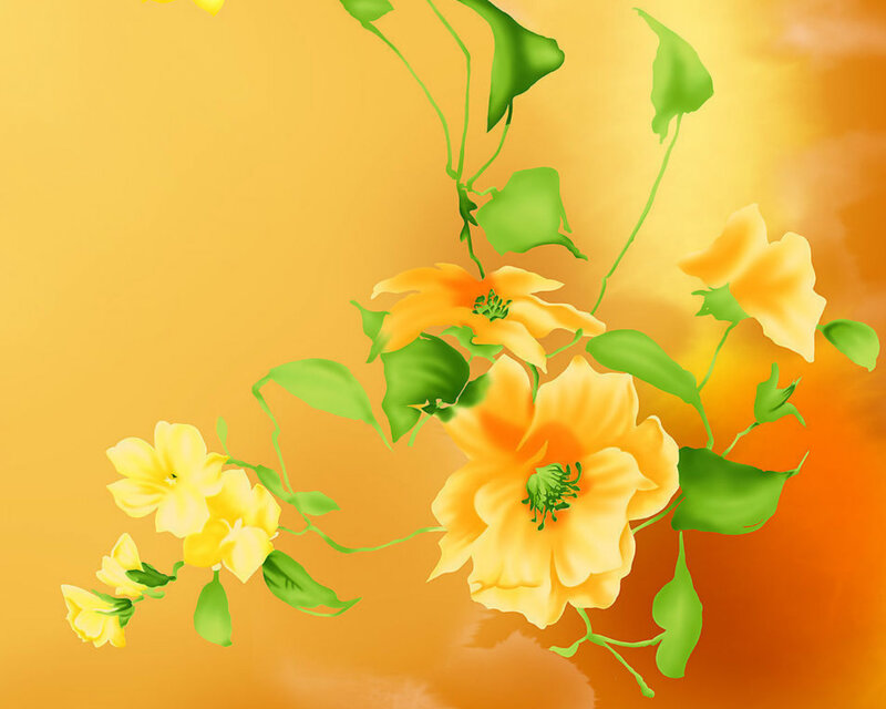 Yellow Flowers on Vines — Warm