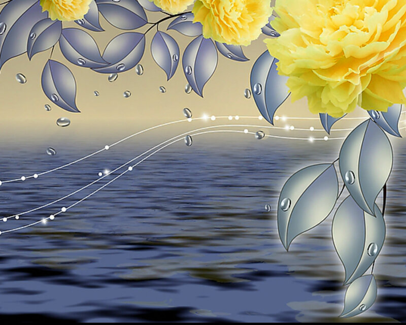 Yellow Flowers over Water