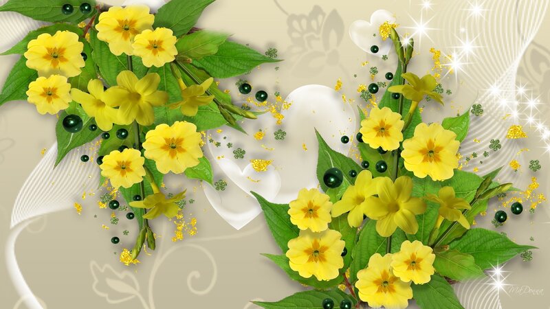 Yellow Flowers with Green Leaves — Festive