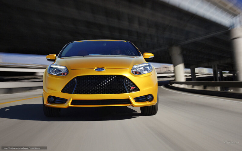 Yellow Ford Focus ST — Dynamic, Afternoon, Photograph, Car, Bridge