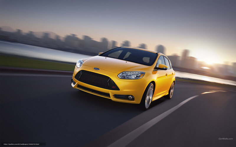 Yellow Ford Focus ST — Dynamic, Sunset, Photograph