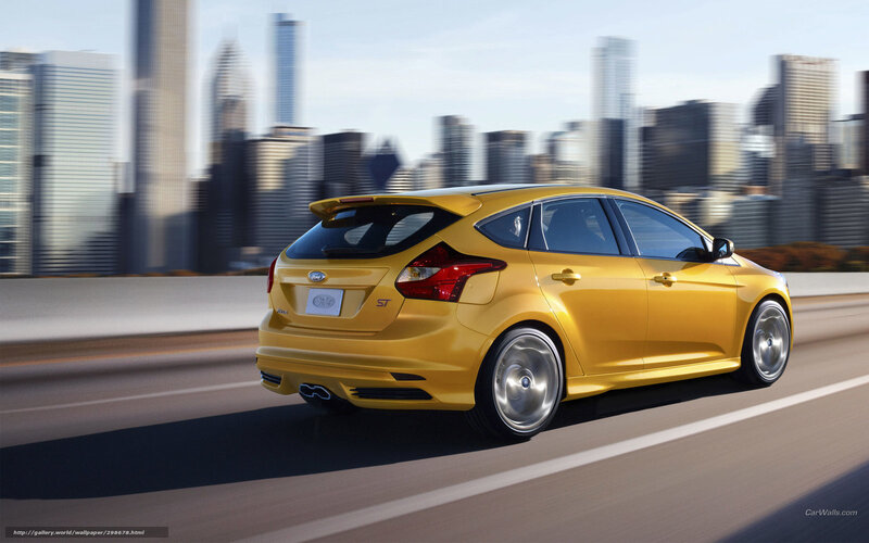 Yellow Ford Focus ST in city