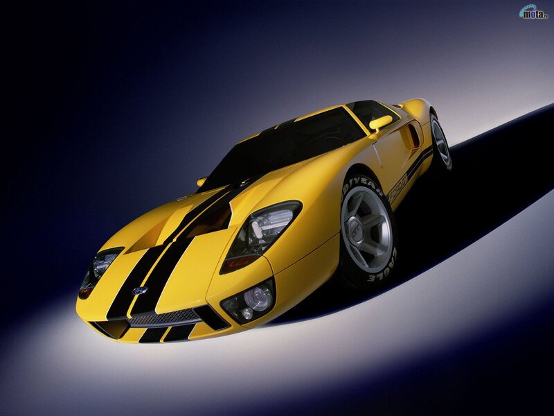 Yellow Ford GT sports car