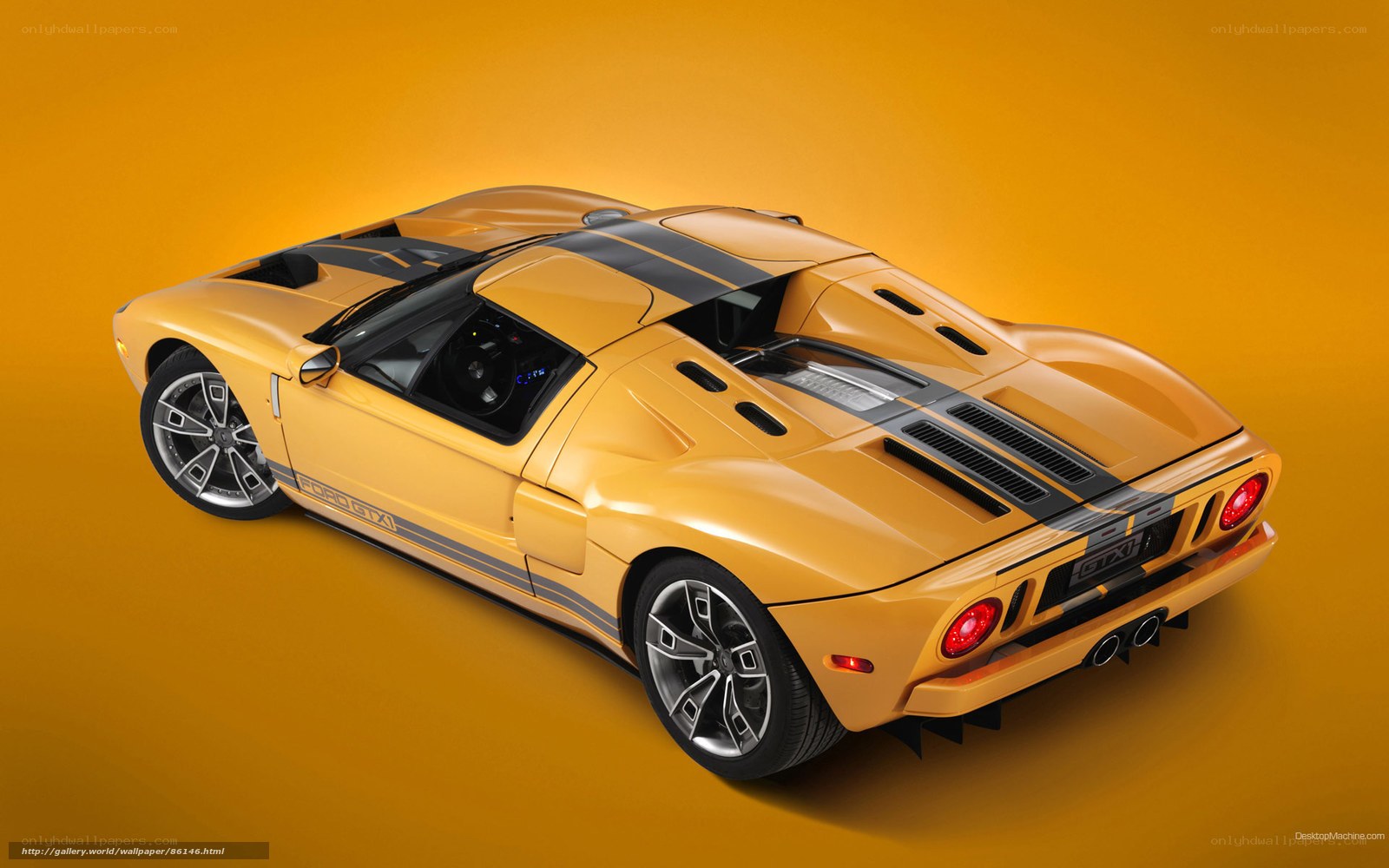 yellow ford gt sports car