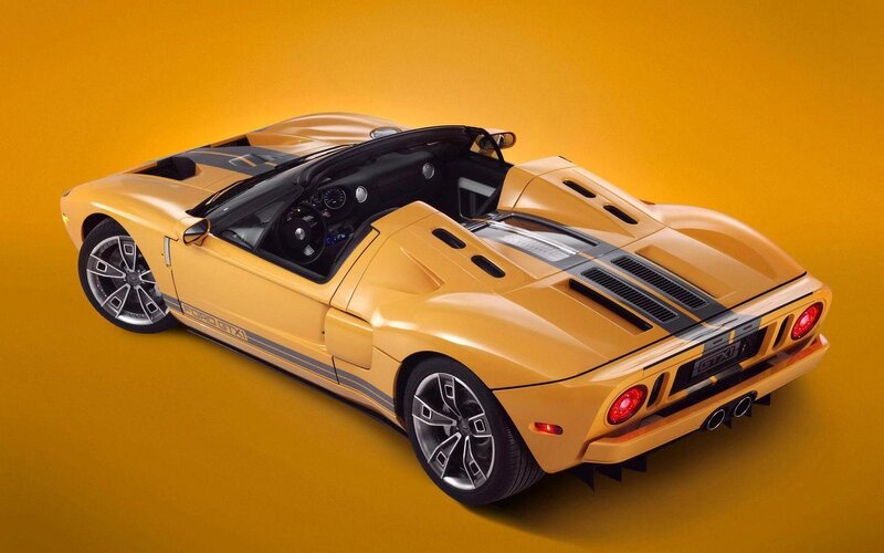 Yellow Ford GT Sports Car — Dramatic, Photograph