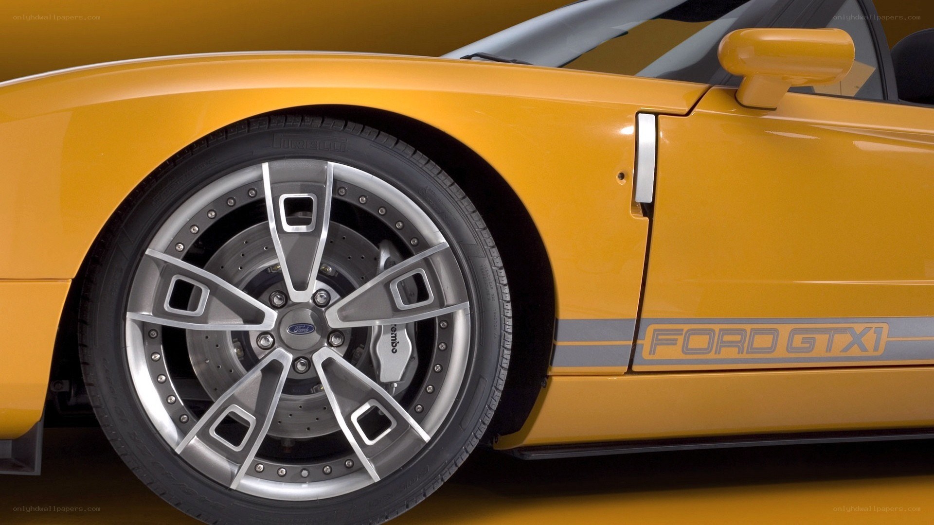 Yellow Ford GTX1 car wheel
