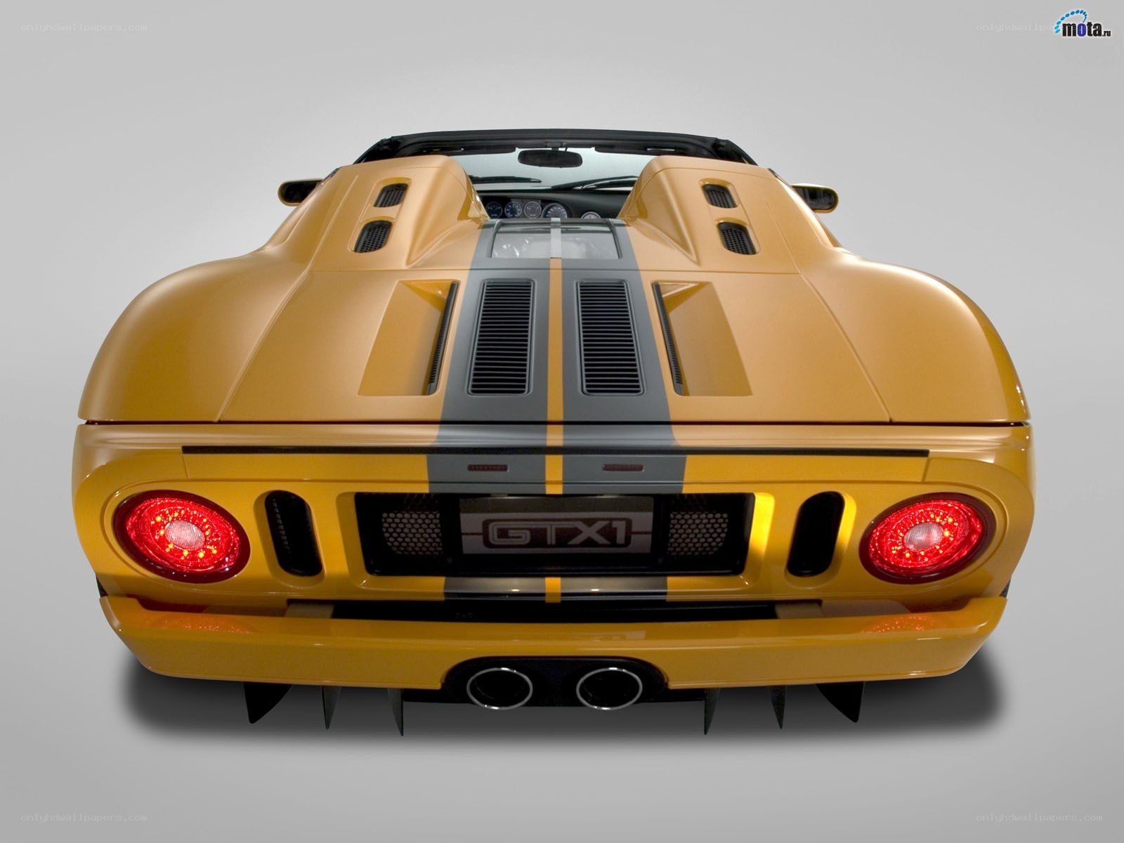Yellow Ford GTX1 rear view