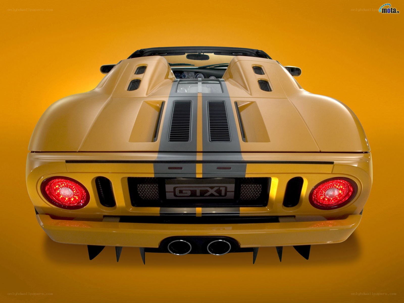 Yellow Ford GTX1 rear view