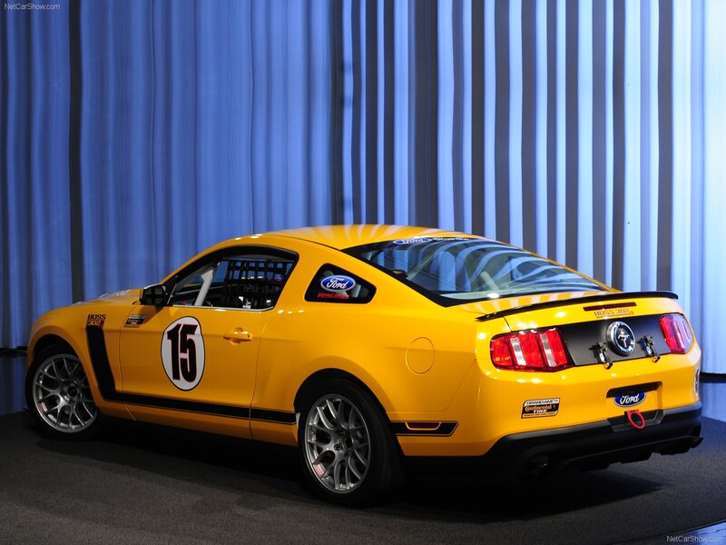 Yellow Ford Mustang Boss 302 race car