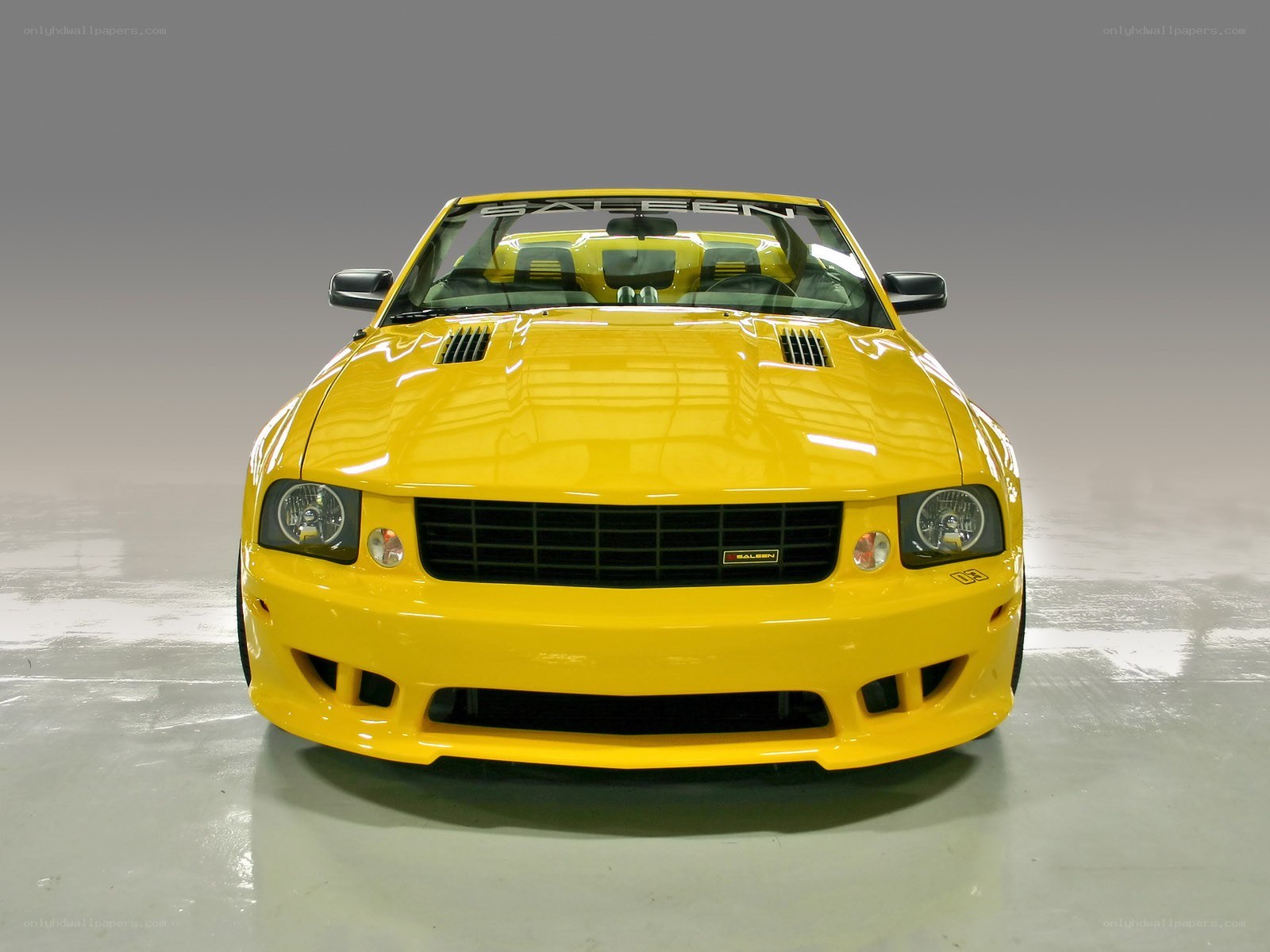 Yellow Ford Mustang convertible
