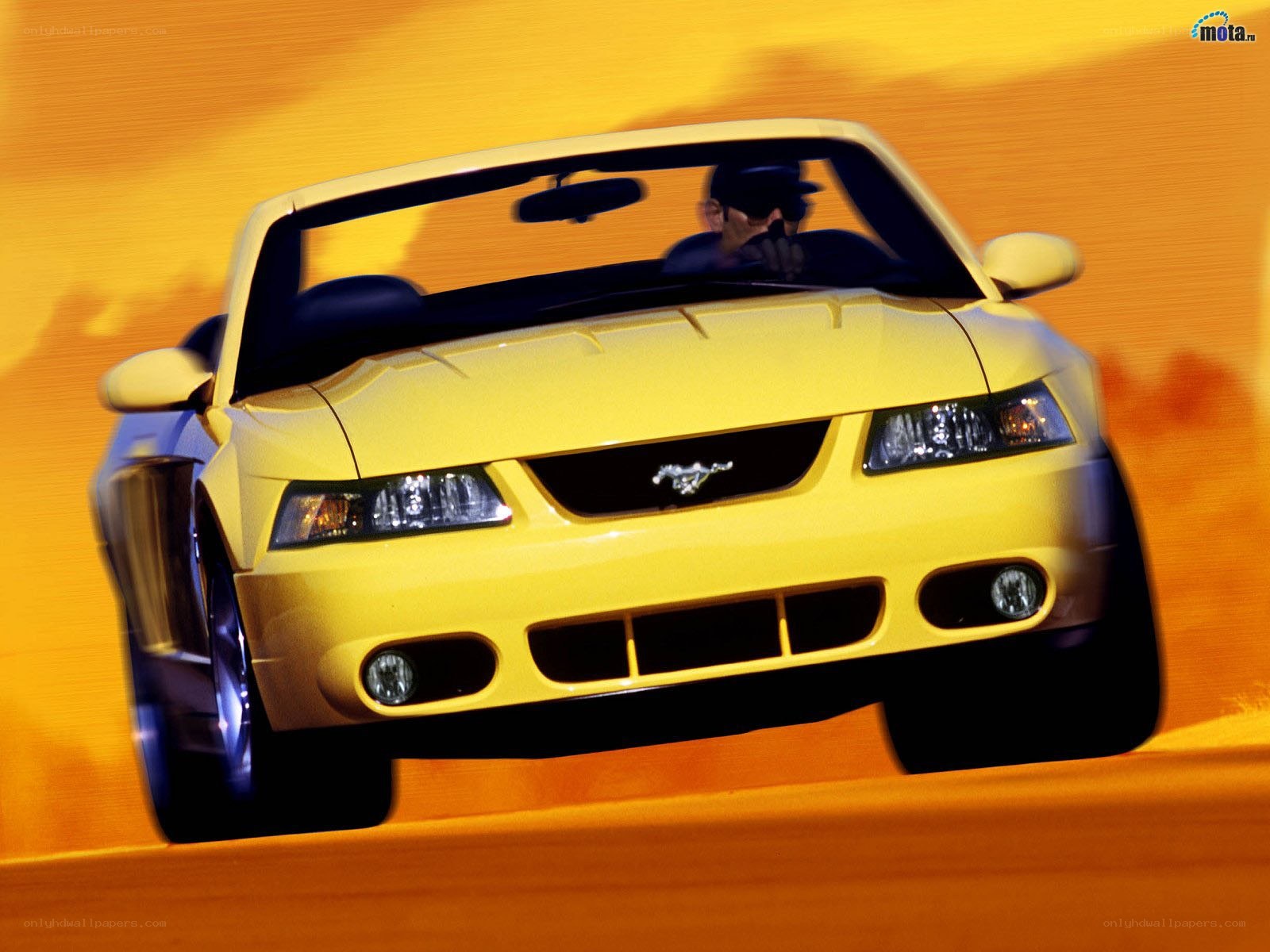 Yellow Ford Mustang convertible