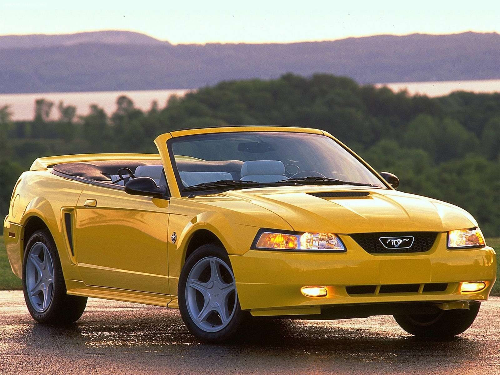 Yellow Ford Mustang convertible