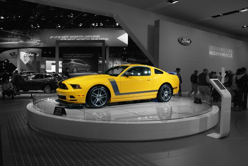 Yellow Ford Mustang — Dramatic, Photograph, Car Show
