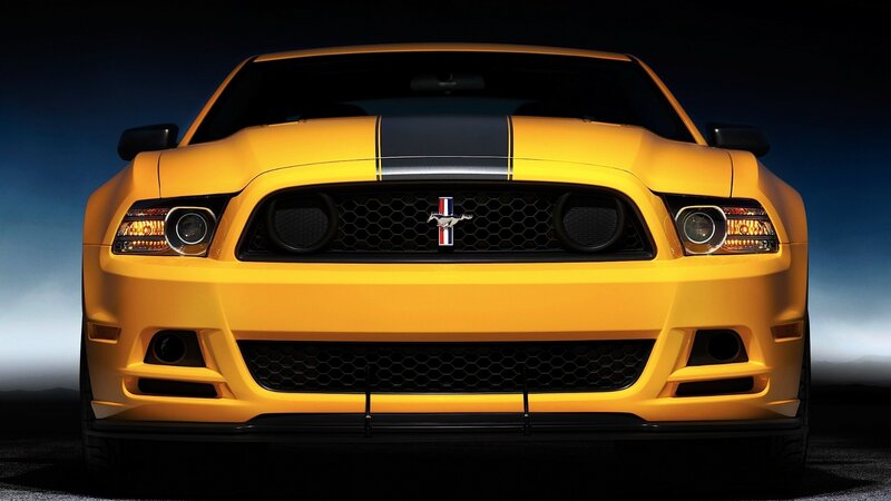 Yellow Ford Mustang front view