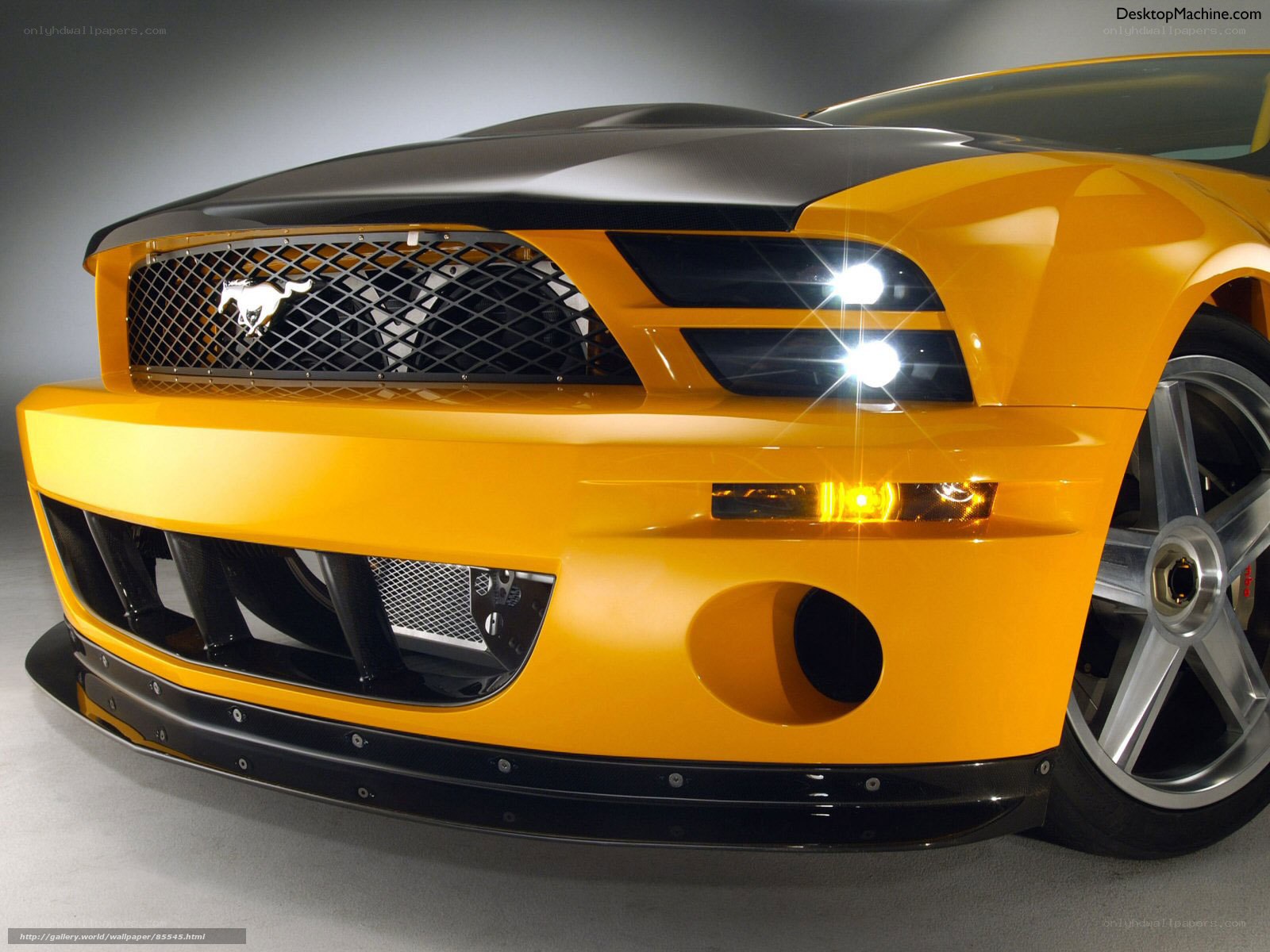 Yellow Ford Mustang front view
