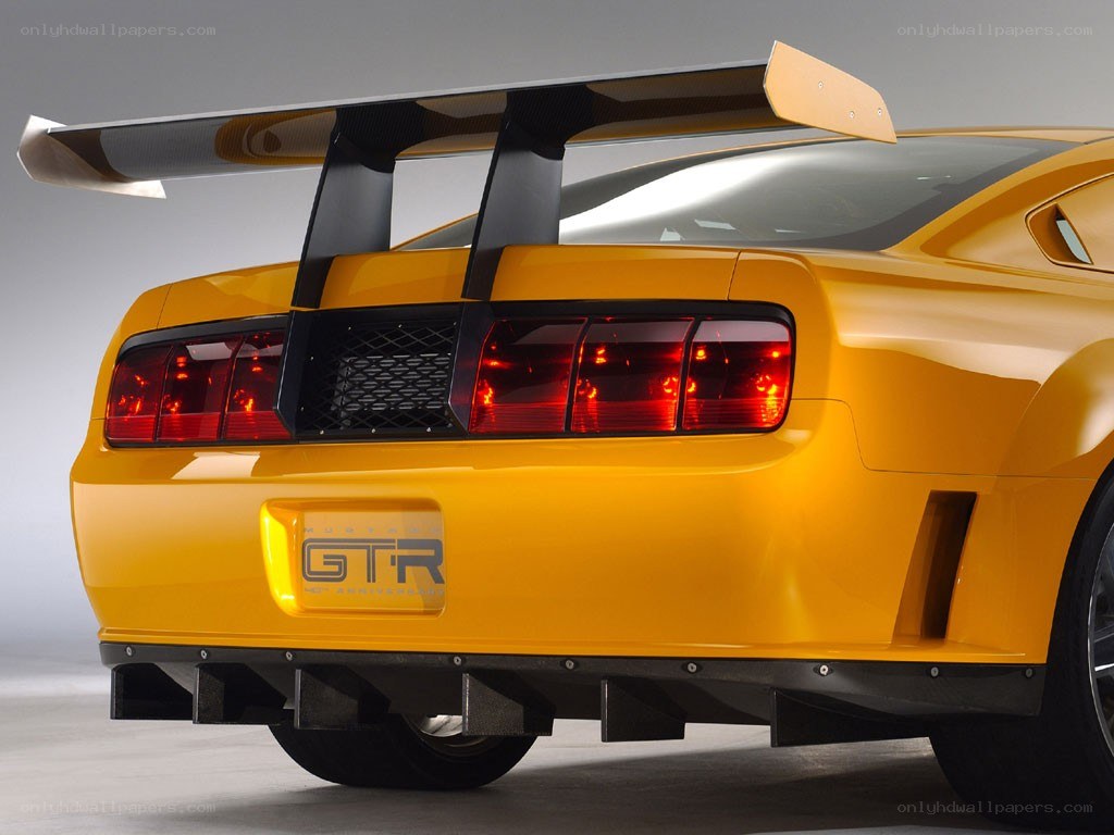 Yellow Ford Mustang GTR rear view