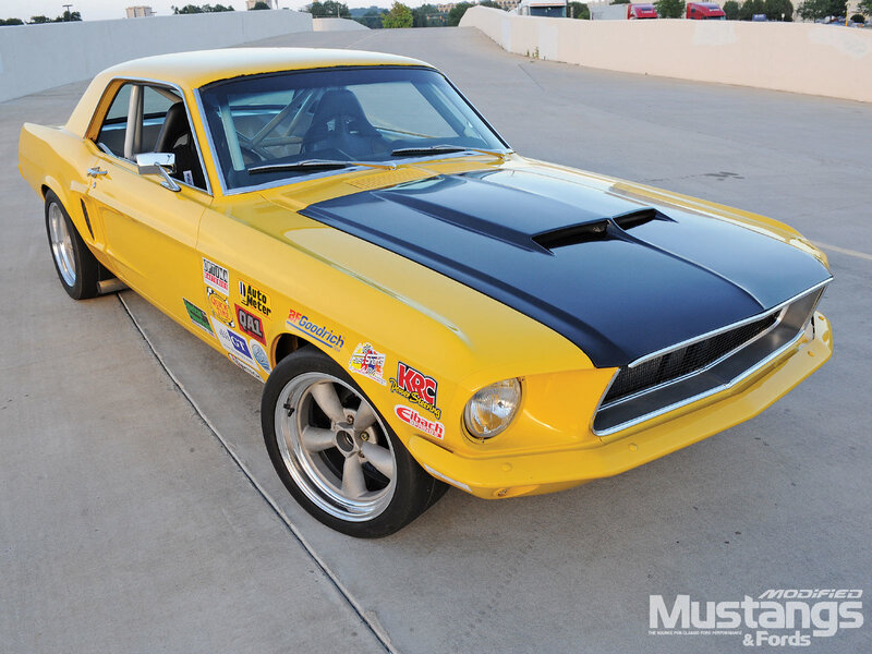Yellow Ford Mustang race car