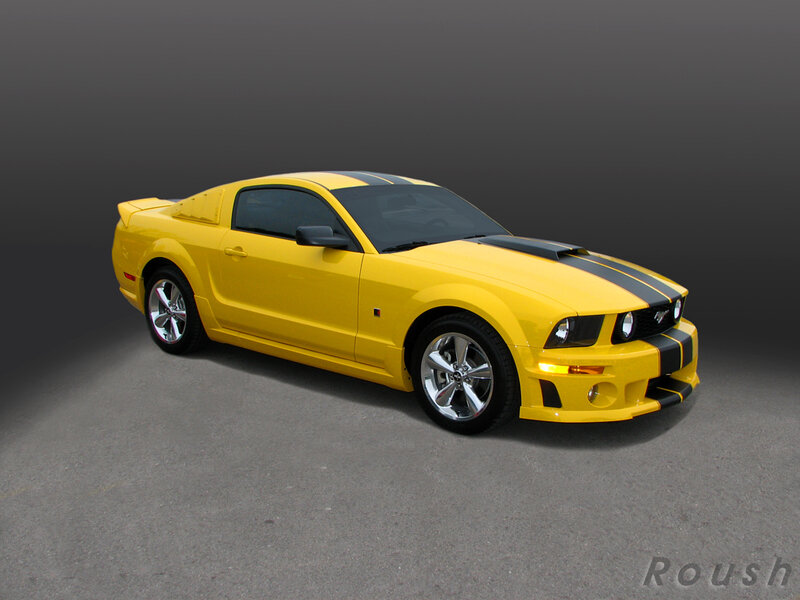 yellow ford mustang with black stripes