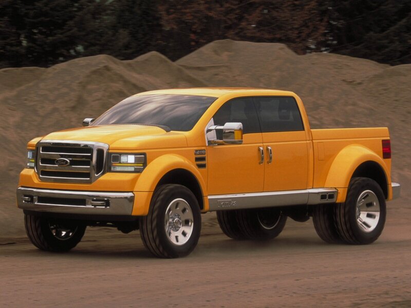 yellow Ford pickup truck