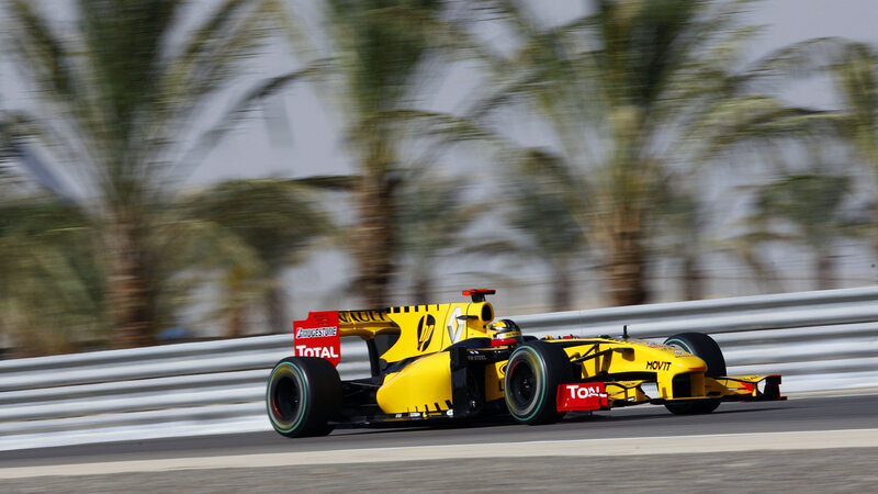 Yellow Formula One Car — Dynamic, Afternoon, Photograph, Palm Trees