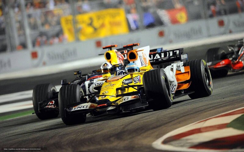 Yellow Formula One Car — Dynamic, Night, Photograph, Race Track