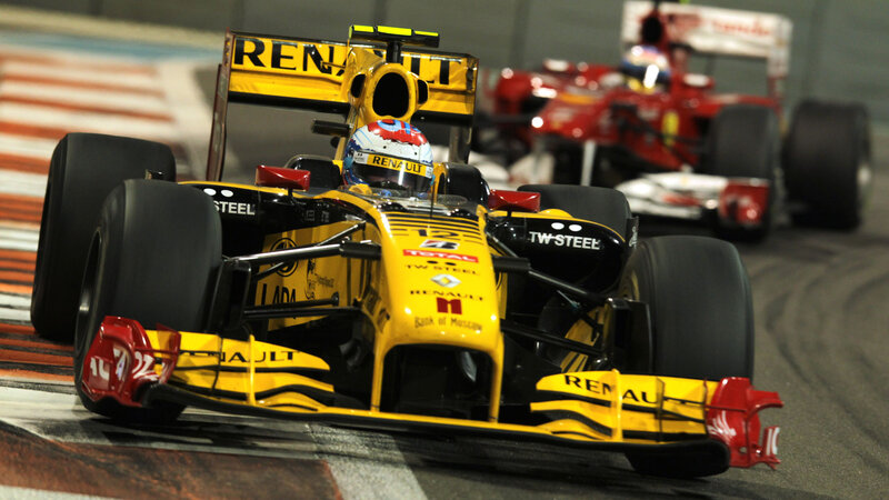 Yellow Formula One Car — Dynamic, Night, Photograph