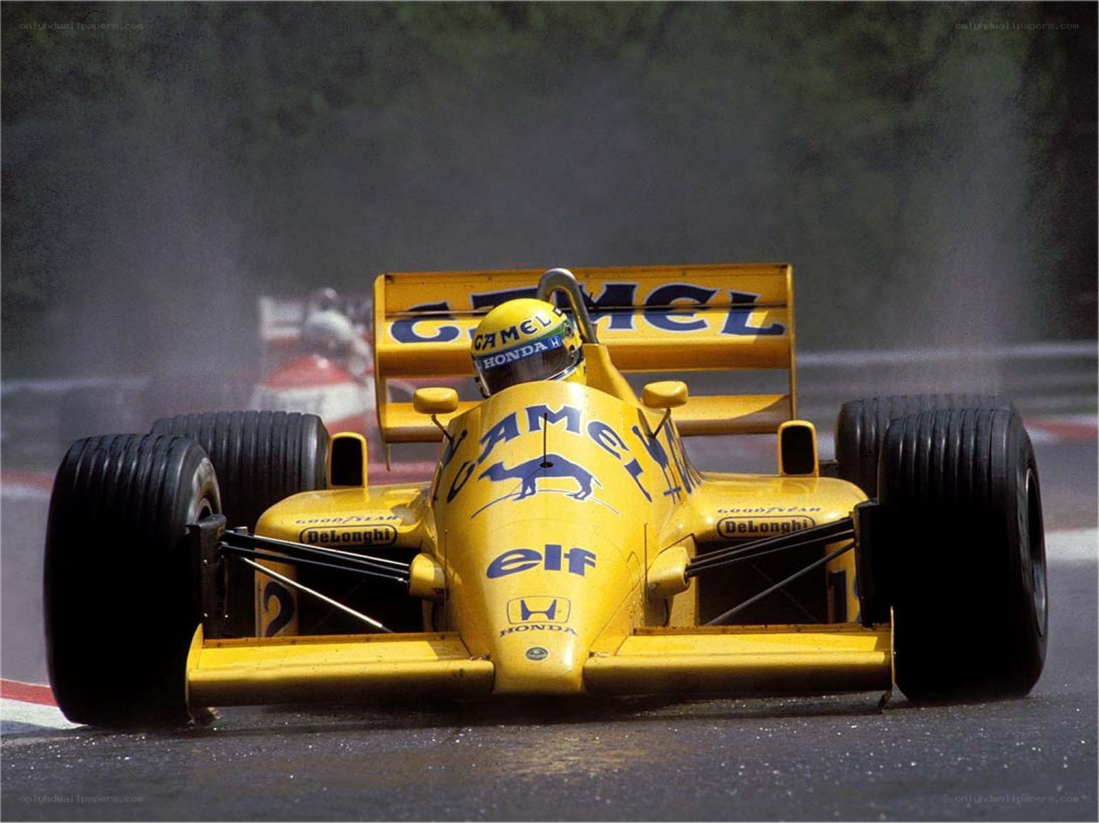 Yellow Formula One car on track