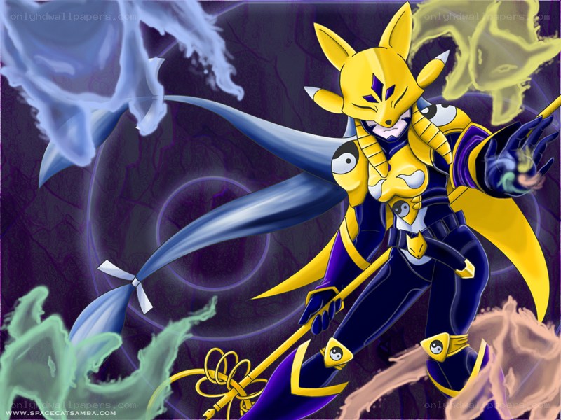 Yellow fox-like character in action
