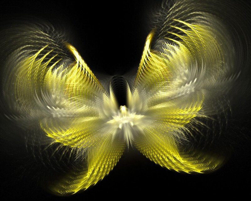 Yellow Fractal Butterfly — Dramatic