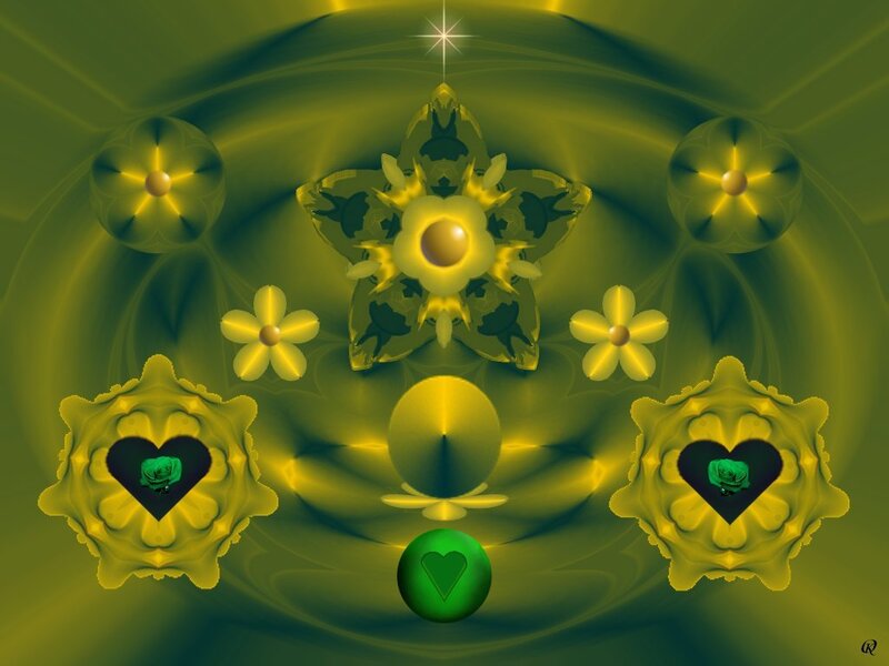 Yellow Fractal Flower Design — Green