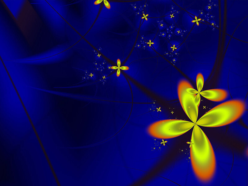 Yellow Fractal Flowers — Blue
