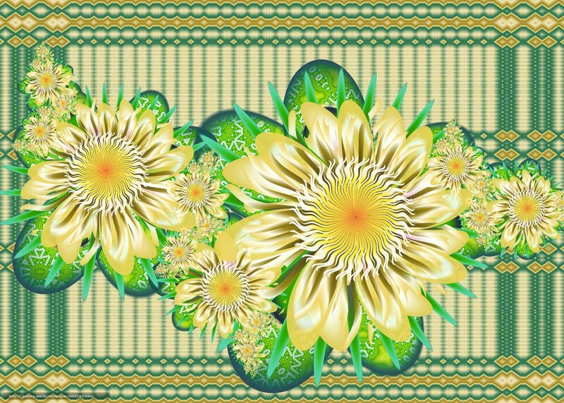 Yellow Fractal Flowers — Vibrant