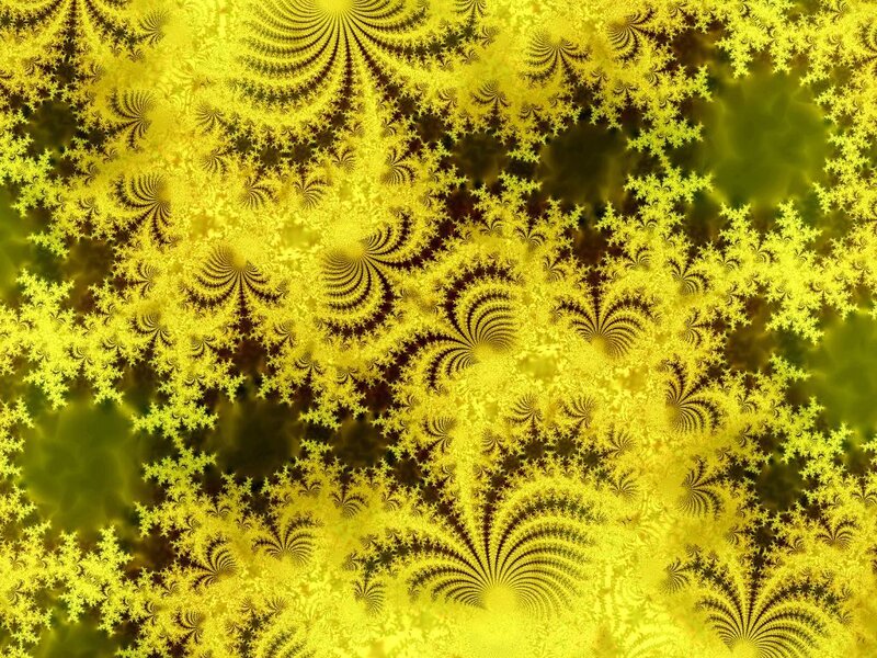 Yellow Fractal Pattern — Complex, Abstract, Spiral