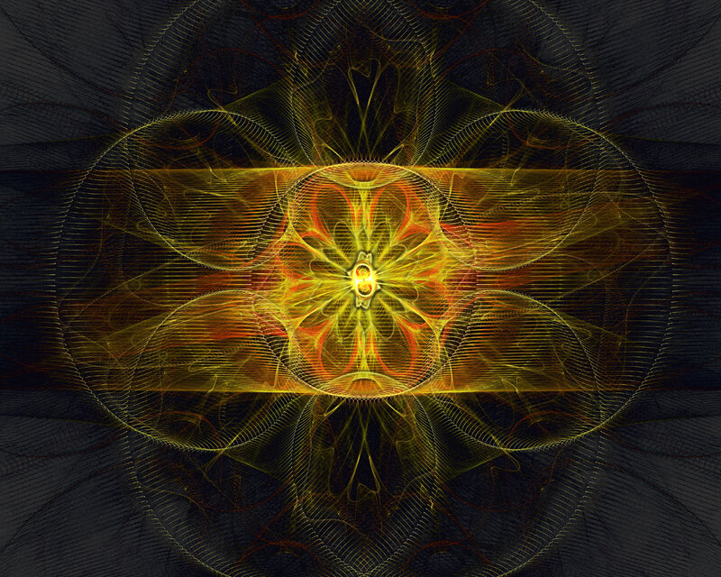 Yellow Fractal Pattern — Dramatic, Digital Art