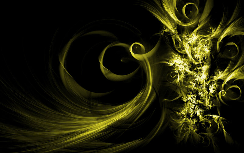 Yellow fractal swirls on black