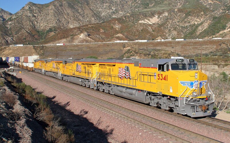 Yellow Freight Train — Dramatic, Afternoon