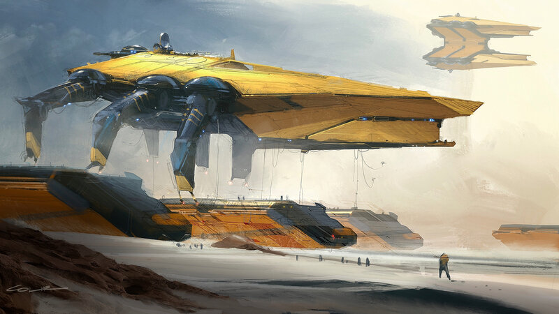 Yellow Futuristic Ship