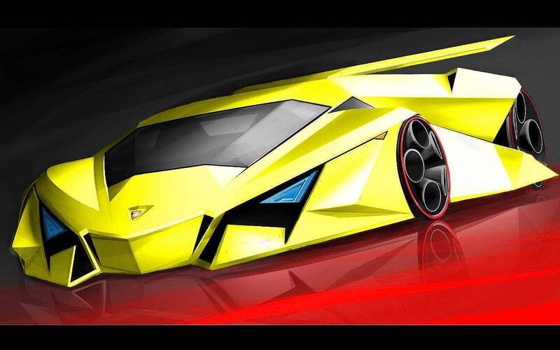yellow futuristic sports car