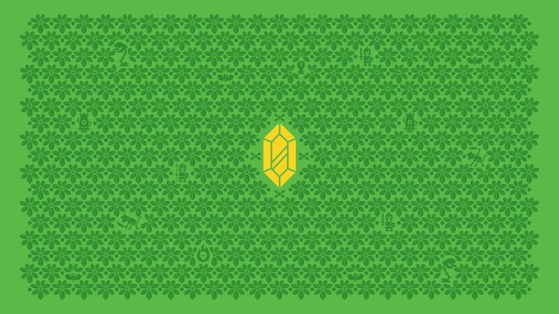 Yellow Gem on Green Pattern