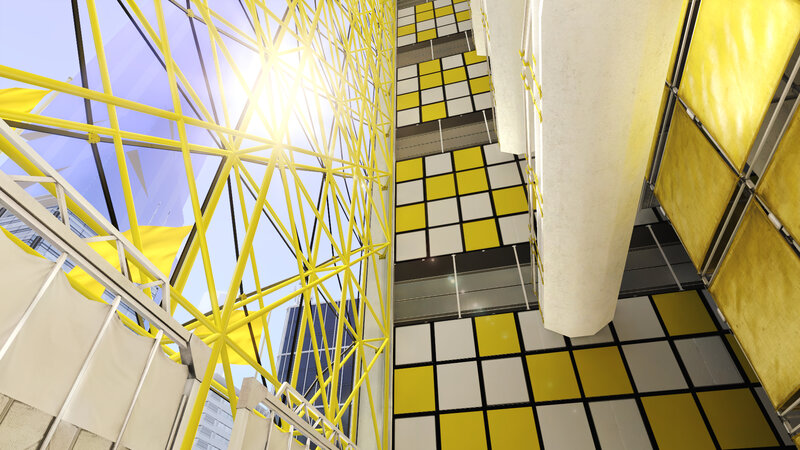 yellow geometric architecture