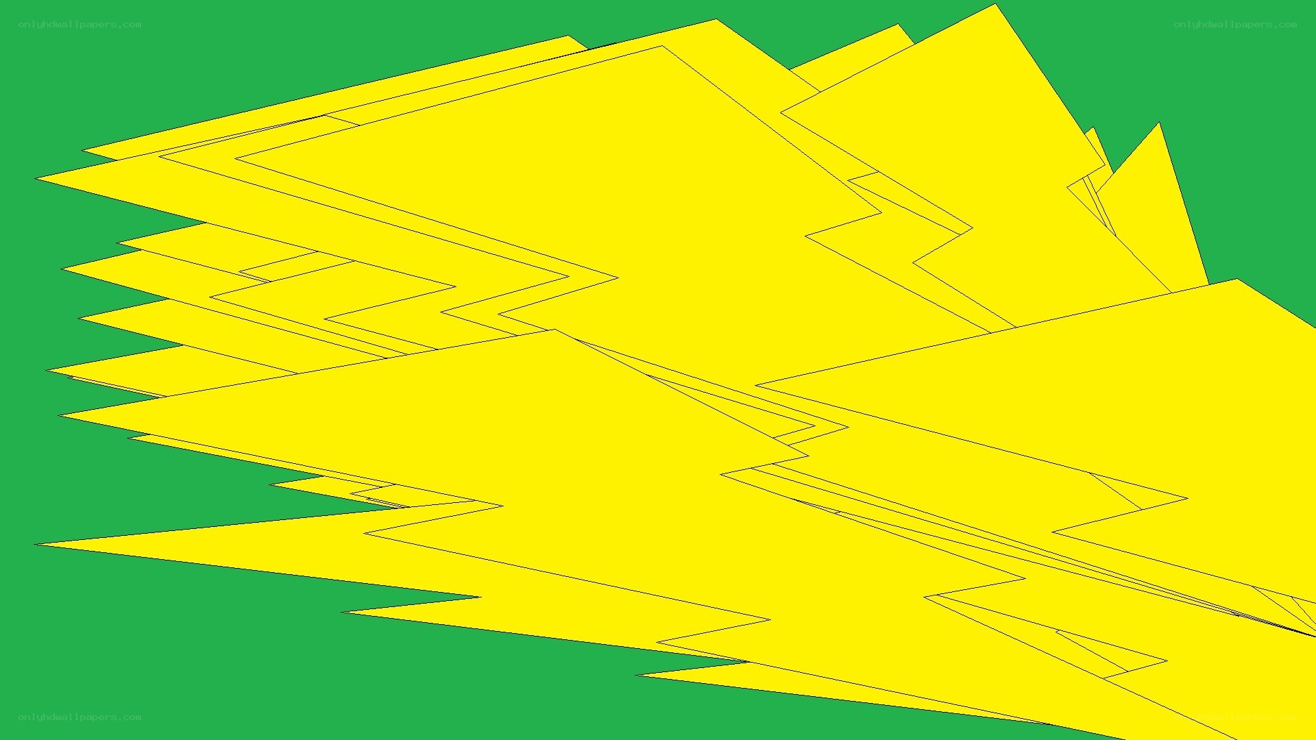 yellow geometric shapes on green