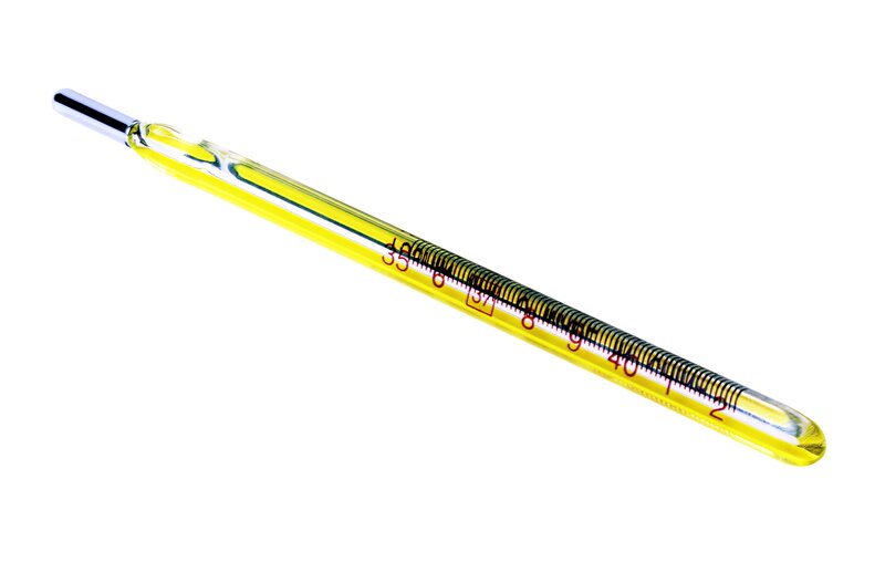 yellow glass thermometer