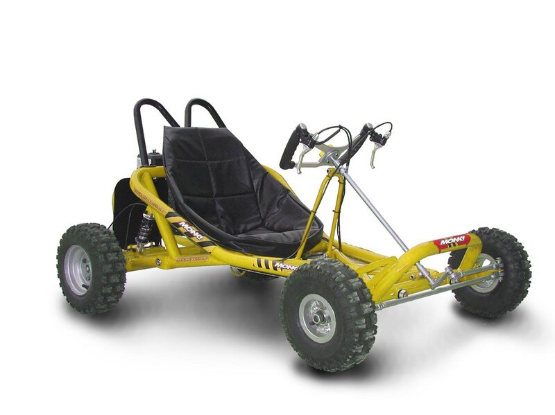 yellow go-kart with black seat